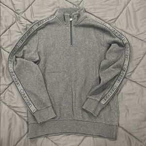 Calvin Klein Gray Zip Up Sweater Classic Style